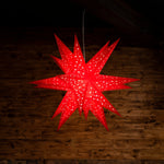 red 3d star lantern illuminated
