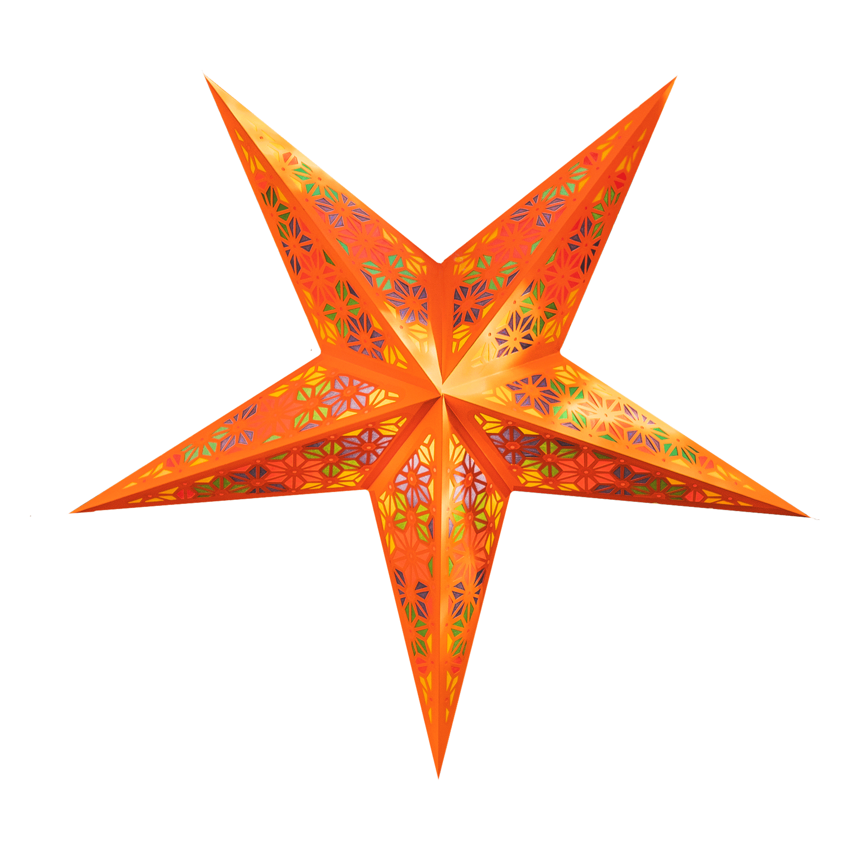 Orange and Multi-Coloured Tissue Paper Star Lantern